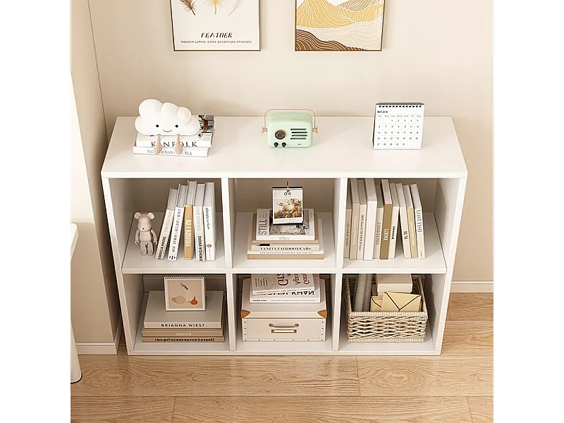 ÉTAGÈRE 6 ÉTAGÈRES POUR LIVRES BLANCHE ARMOIRE OUVERTE MODERNE LOFT 100x67x30 cm