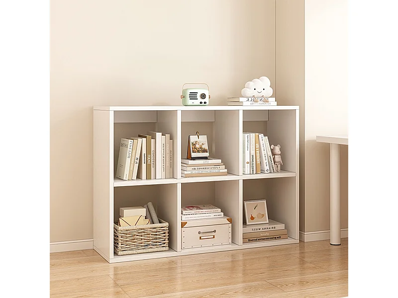 ÉTAGÈRE 6 ÉTAGÈRES POUR LIVRES BLANCHE ARMOIRE OUVERTE MODERNE LOFT 100x67x30 cm