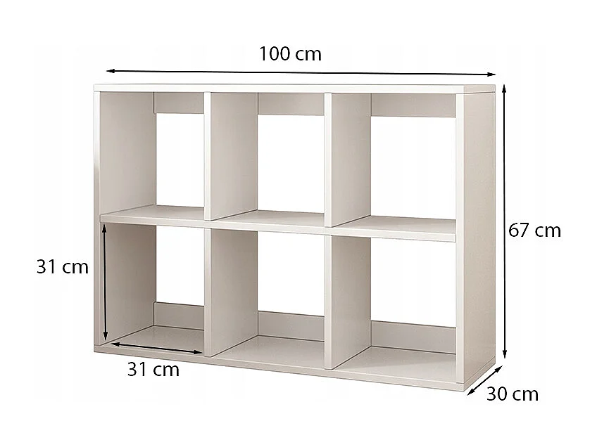 ÉTAGÈRE 6 ÉTAGÈRES POUR LIVRES BLANCHE ARMOIRE OUVERTE MODERNE LOFT 100x67x30 cm