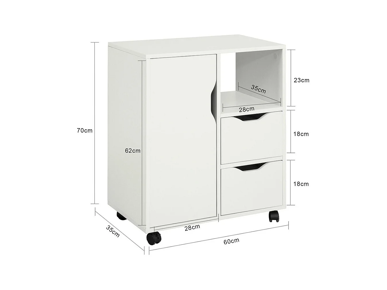 TABLE ARMOIRE SUR PIED SUPPORT POUR IMPRIMANTE ÉTAGÈRE MODERNE 3 ÉTAGÈRES 60 CM