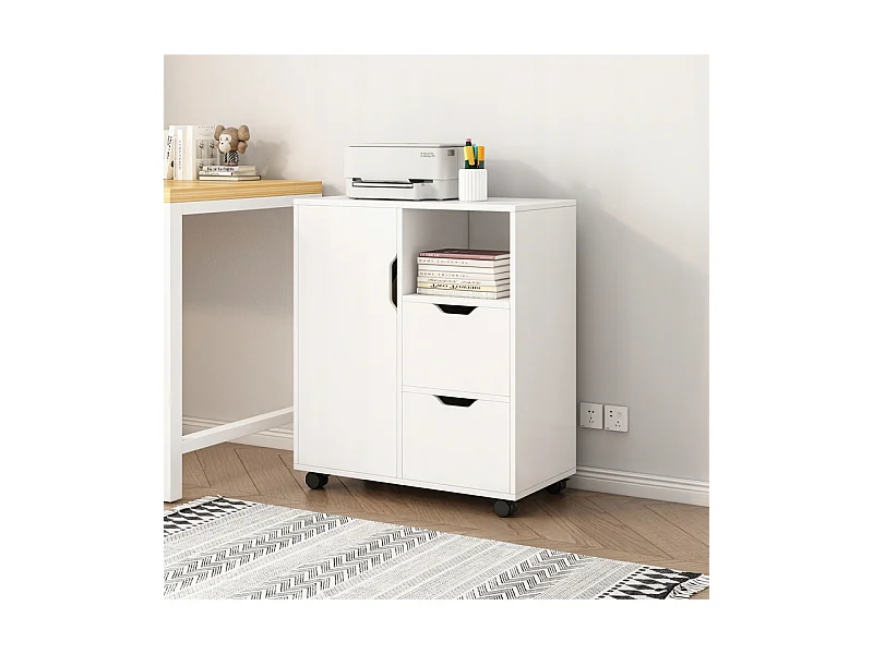 TAVOLINO MOBILE A COLONNA SUPPORTO PER STAMPANTE SCAFFALE MODERNO 3 RIPIANI 60 CM