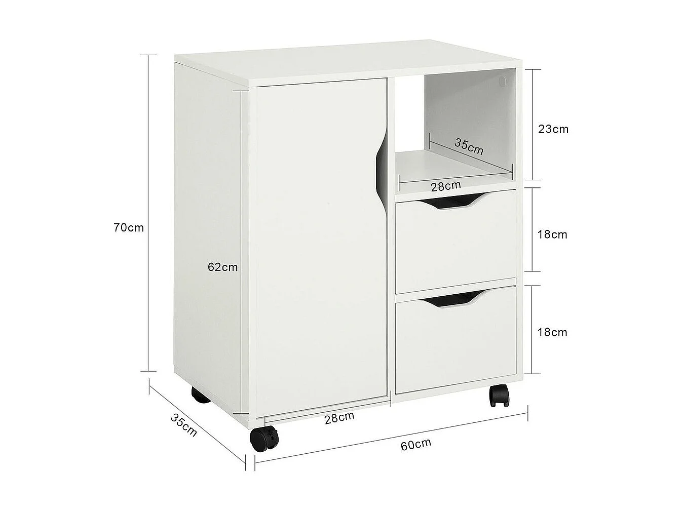 TABLE ARMOIRE SUR PIED SUPPORT POUR IMPRIMANTE ÉTAGÈRE MODERNE 3 ÉTAGÈRES 60 CM