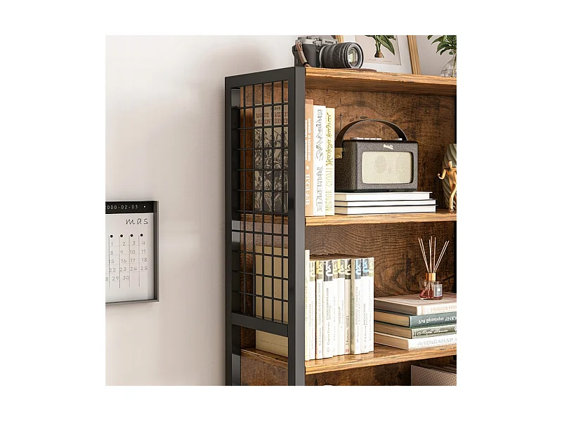 ÉTAGÈRE INDUSTRIELLE SUR PIED EN BOIS ÉTAGÈRE À LIVRES RUSTIQUE RÉTRO LOFT