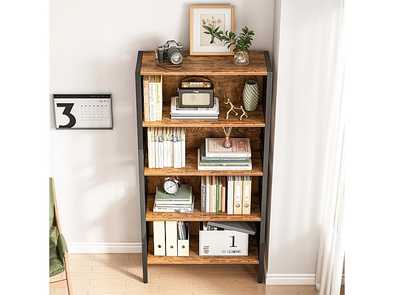 INDUSTRIELLES HOLZREGAL STEHENDES REGAL FÜR BÜCHER RUSTIKAL RETRO LOFT