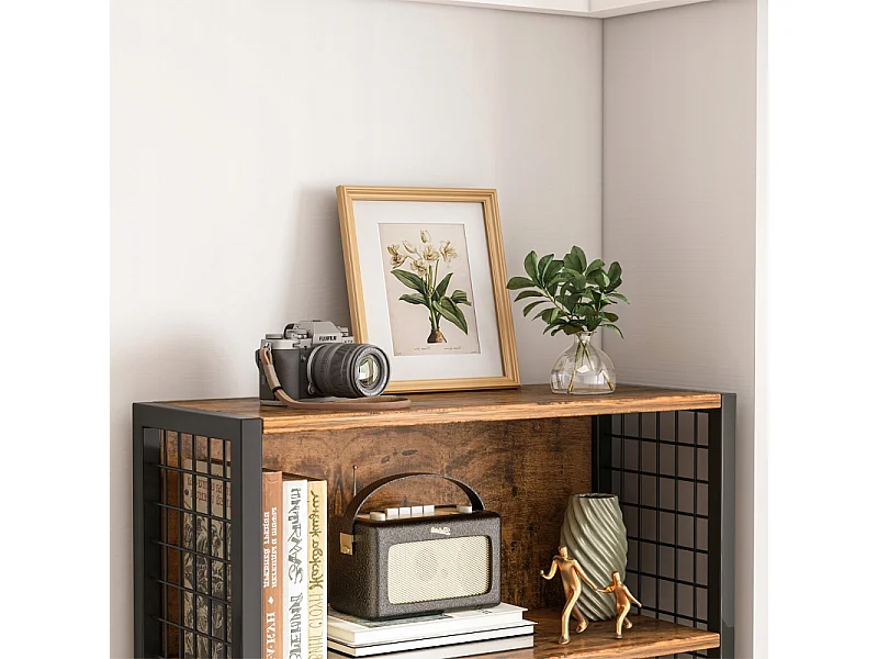 INDUSTRIELLES HOLZREGAL STEHENDES REGAL FÜR BÜCHER RUSTIKAL RETRO LOFT