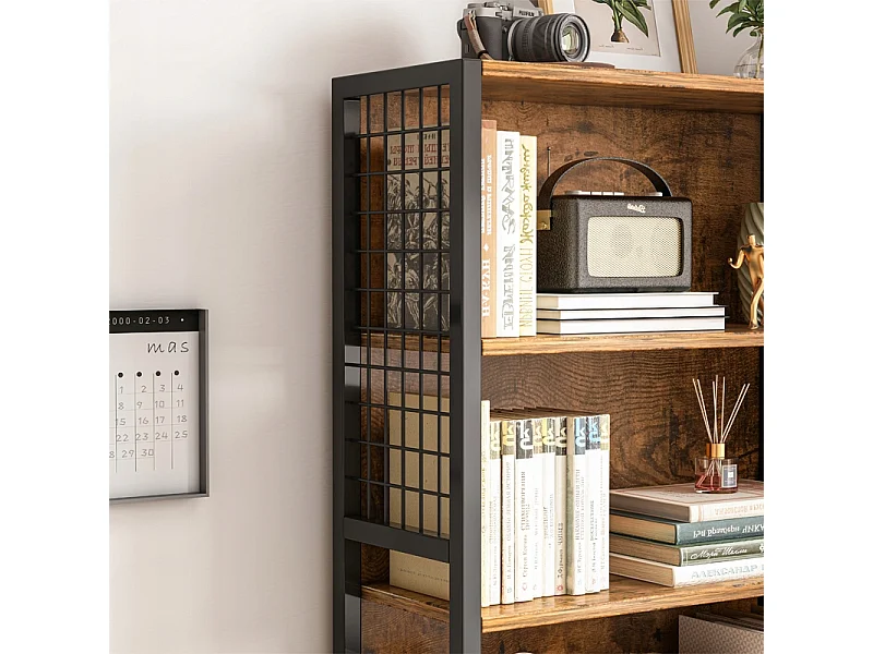 INDUSTRIELLES HOLZREGAL STEHENDES REGAL FÜR BÜCHER RUSTIKAL RETRO LOFT