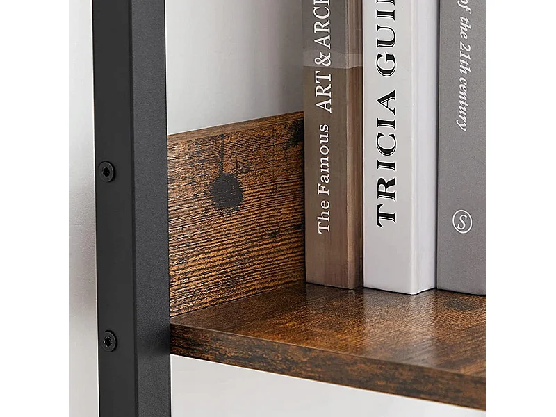 Estante industrial preta com 5 prateleiras escada para livros loft modern