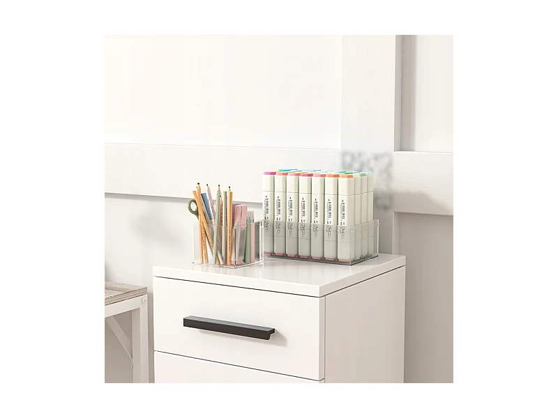 ÉTAGÈRE DE BUREAU AVEC TIROIR, ÉTAGÈRES ET COLONNE, ARMOIRE SUR PIED, BLANC LOFT 85 CM