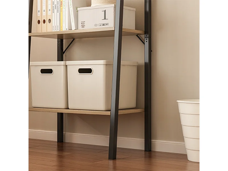 ÉTAGÈRE À LIVRES SUR PIED RUSTIQUE ÉCHELLE LOFT RÉTRO BRUN CLAIR 4 ÉTAGÈRES