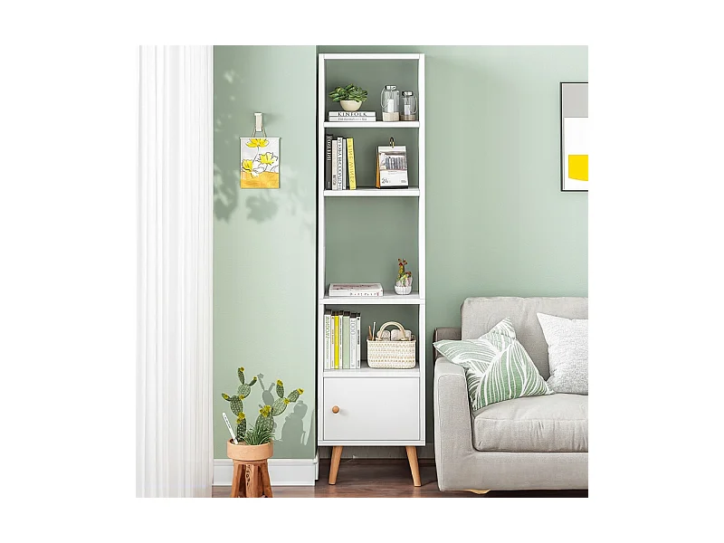 ÉTAGÈRE BLANCHE SUR PIED POUR LIVRES ÉTAGÈRES HAUTES SCANDINAVES COLONNE ARMOIRE