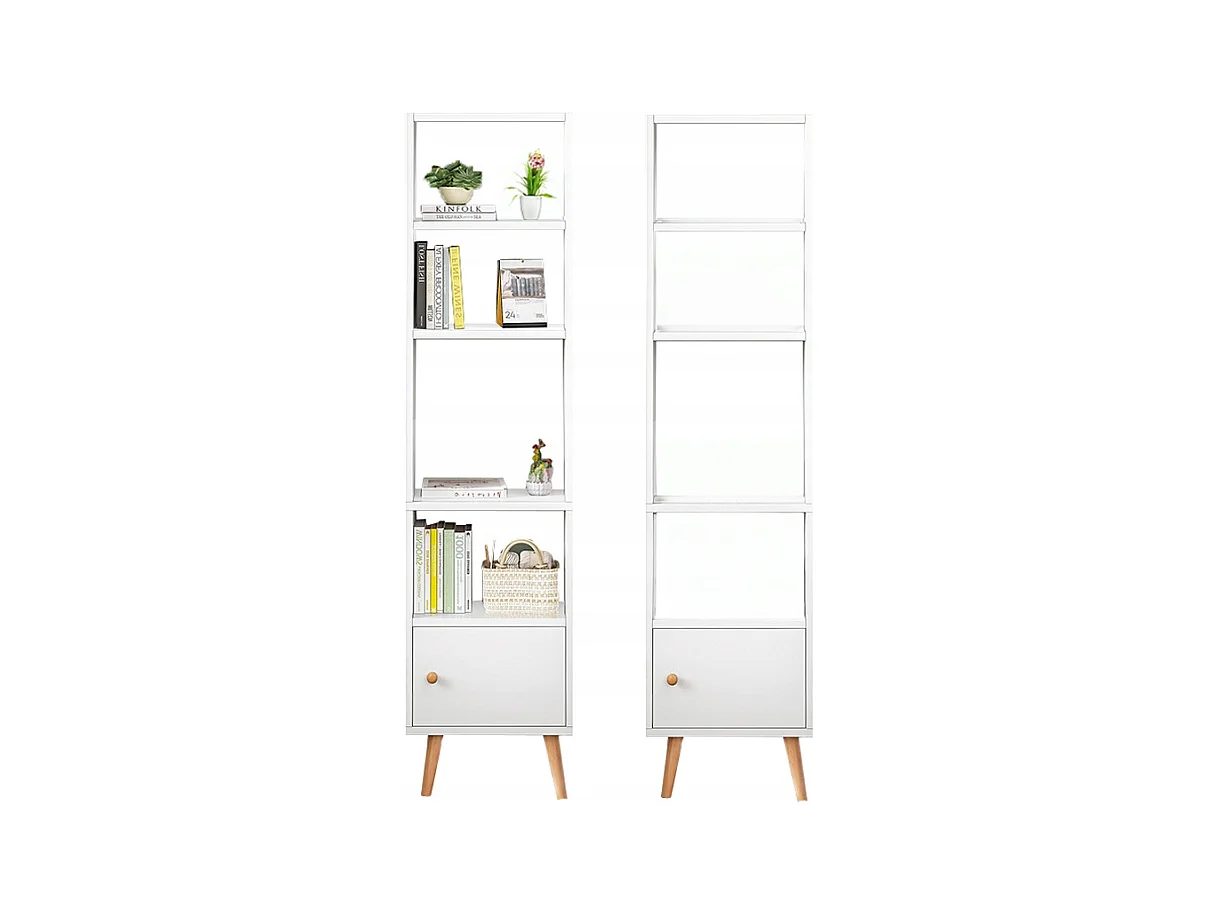 ÉTAGÈRE BLANCHE SUR PIED POUR LIVRES ÉTAGÈRES HAUTES SCANDINAVES COLONNE ARMOIRE