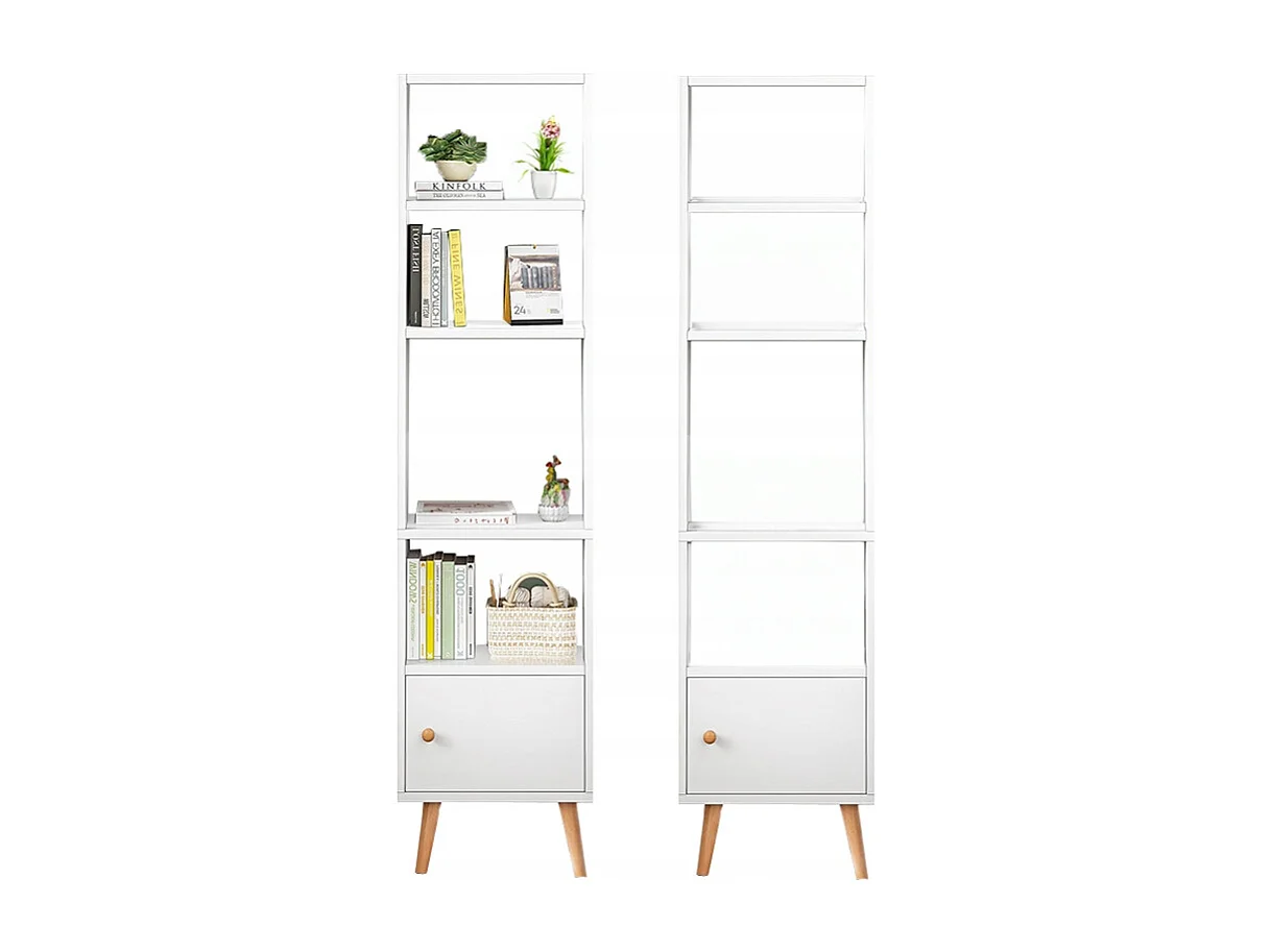 ÉTAGÈRE BLANCHE SUR PIED POUR LIVRES ÉTAGÈRES HAUTES SCANDINAVES COLONNE ARMOIRE