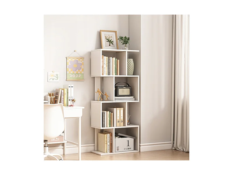 ÉTAGÈRE OUVERTE SUR PIED BLANCHE ÉTAGÈRE ARMOIRE BIBLIOTHÈQUE MODERNE LOFT 140 CM