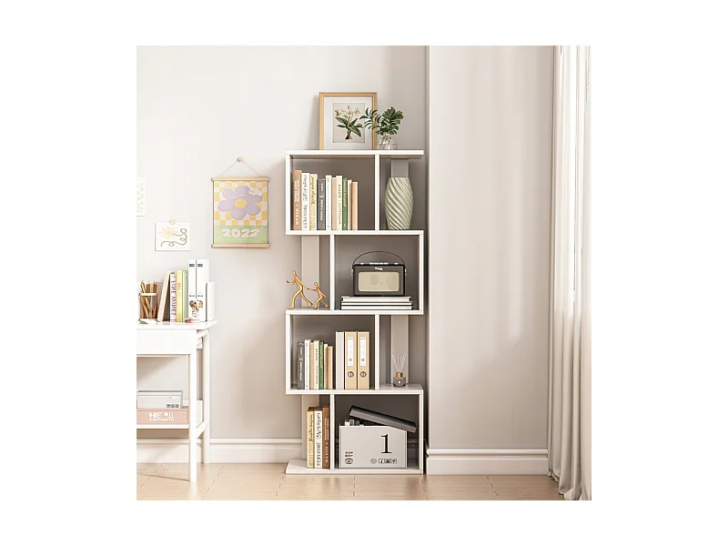 ÉTAGÈRE OUVERTE SUR PIED BLANCHE ÉTAGÈRE ARMOIRE BIBLIOTHÈQUE MODERNE LOFT 140 CM