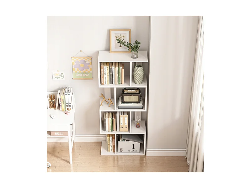 ÉTAGÈRE OUVERTE SUR PIED BLANCHE ÉTAGÈRE ARMOIRE BIBLIOTHÈQUE MODERNE LOFT 140 CM