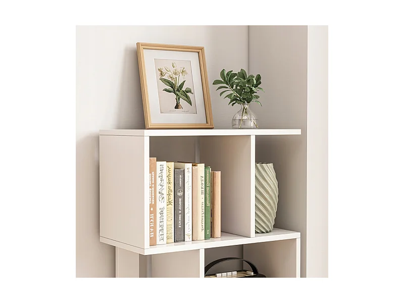 ÉTAGÈRE OUVERTE SUR PIED BLANCHE ÉTAGÈRE ARMOIRE BIBLIOTHÈQUE MODERNE LOFT 140 CM