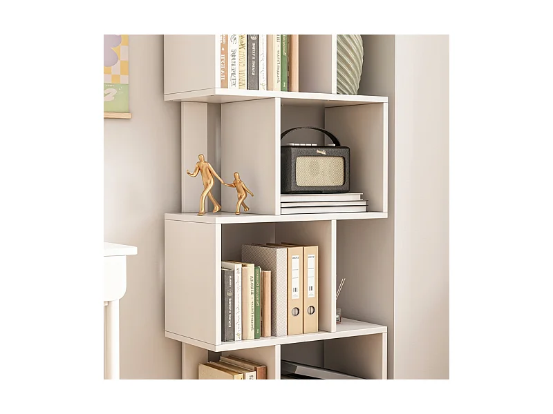 ÉTAGÈRE OUVERTE SUR PIED BLANCHE ÉTAGÈRE ARMOIRE BIBLIOTHÈQUE MODERNE LOFT 140 CM