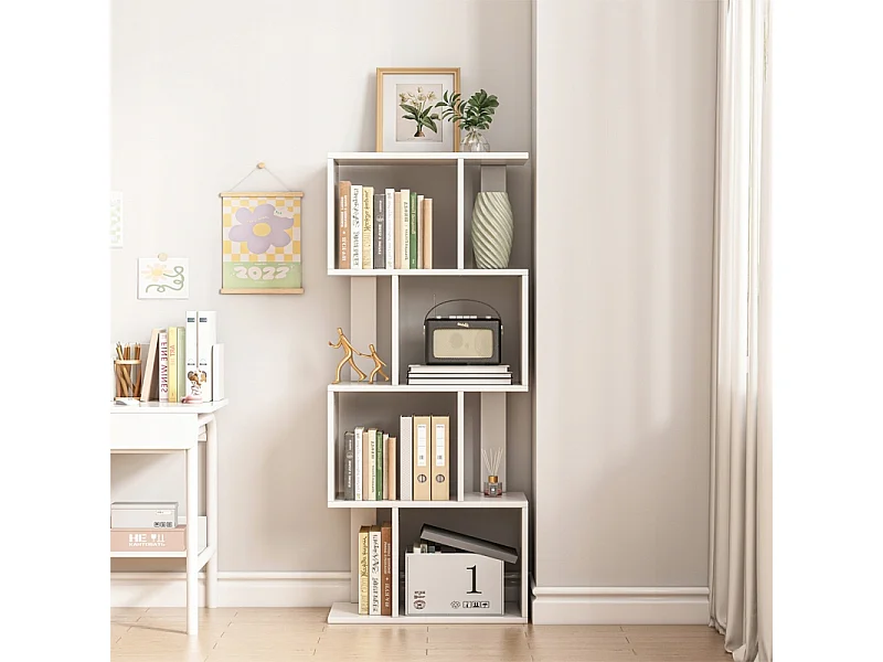 ÉTAGÈRE OUVERTE SUR PIED BLANCHE ÉTAGÈRE ARMOIRE BIBLIOTHÈQUE MODERNE LOFT 140 CM