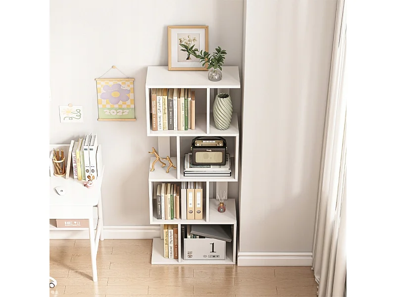 ÉTAGÈRE OUVERTE SUR PIED BLANCHE ÉTAGÈRE ARMOIRE BIBLIOTHÈQUE MODERNE LOFT 140 CM