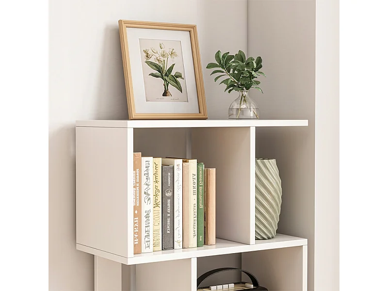 ÉTAGÈRE OUVERTE SUR PIED BLANCHE ÉTAGÈRE ARMOIRE BIBLIOTHÈQUE MODERNE LOFT 140 CM