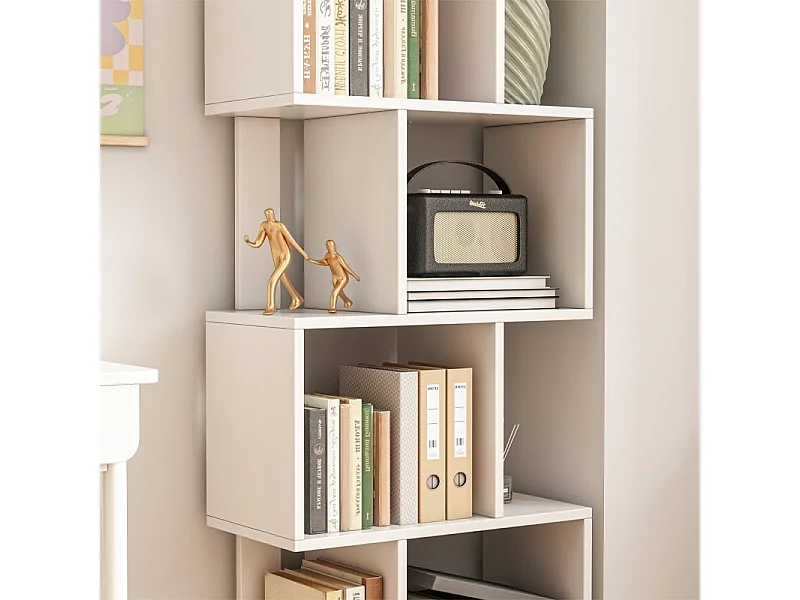 ÉTAGÈRE OUVERTE SUR PIED BLANCHE ÉTAGÈRE ARMOIRE BIBLIOTHÈQUE MODERNE LOFT 140 CM