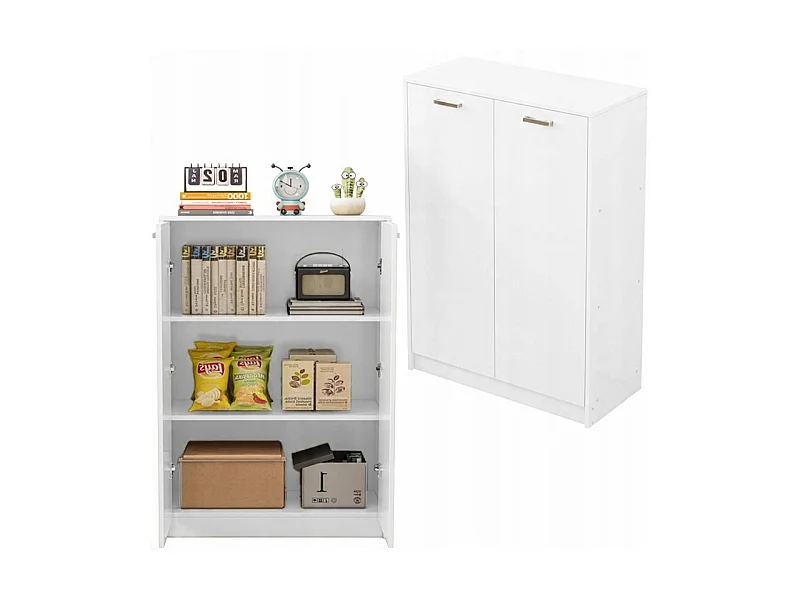 ÉTAGÈRE DE BUREAU À 2 PORTES AVEC ÉTAGÈRES COLONNE ARMOIRE SUR PIED BLANC LOFT 108 CM