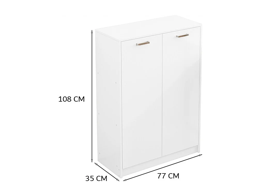 ÉTAGÈRE DE BUREAU À 2 PORTES AVEC ÉTAGÈRES COLONNE ARMOIRE SUR PIED BLANC LOFT 108 CM