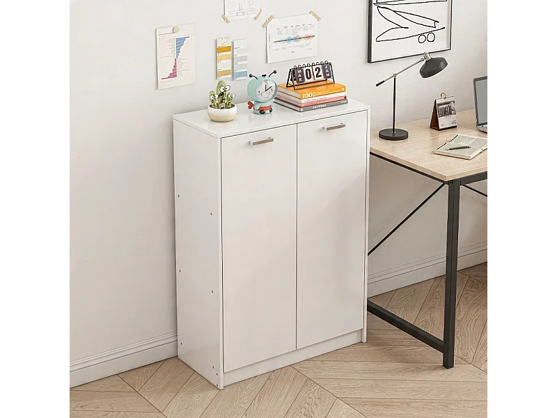 BÜROREGAL MIT 2 TÜREN UND REGALBÖDEN, STANDSCHRANK, WEISS, LOFT, 108 CM