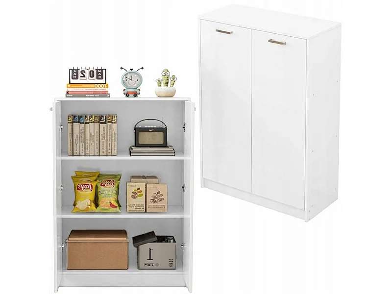 BÜROREGAL MIT 2 TÜREN UND REGALBÖDEN, STANDSCHRANK, WEISS, LOFT, 108 CM