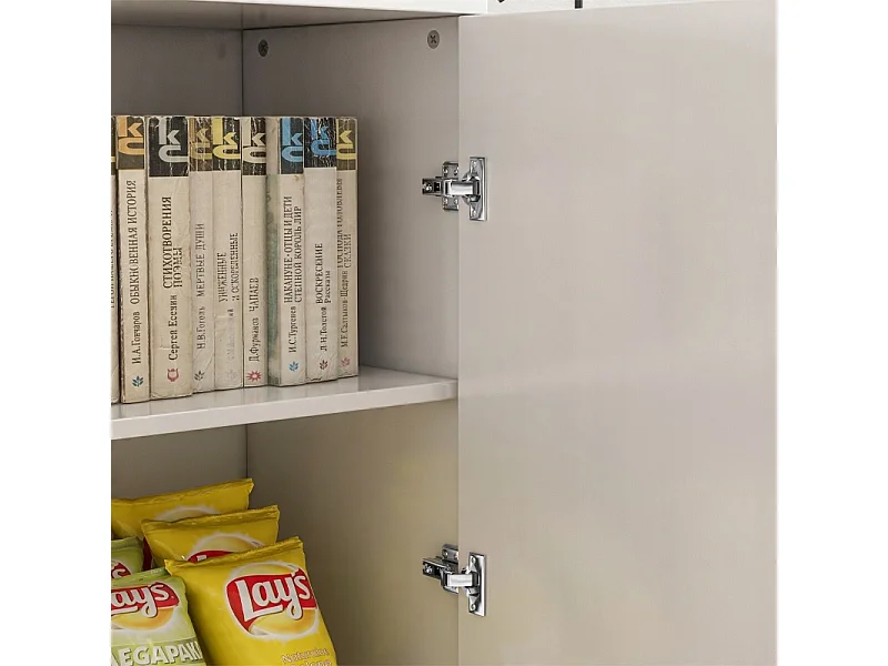 BÜROREGAL MIT 2 TÜREN UND REGALBÖDEN, STANDSCHRANK, WEISS, LOFT, 108 CM