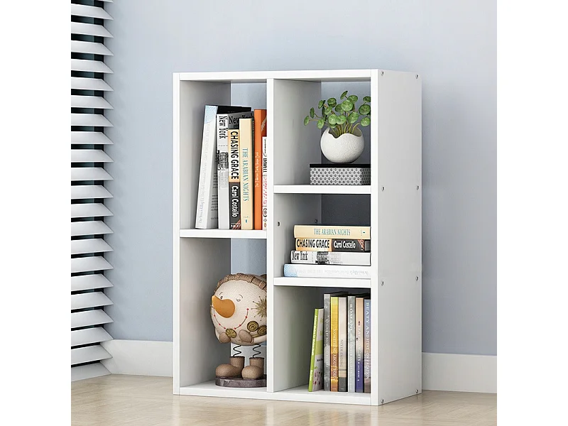 ÉTAGÈRE OUVERTE SUR PIED BLANCHE GRANDE ARMOIRE COMMODE LOFT SCANDINAVE 5 ÉTAGÈRES