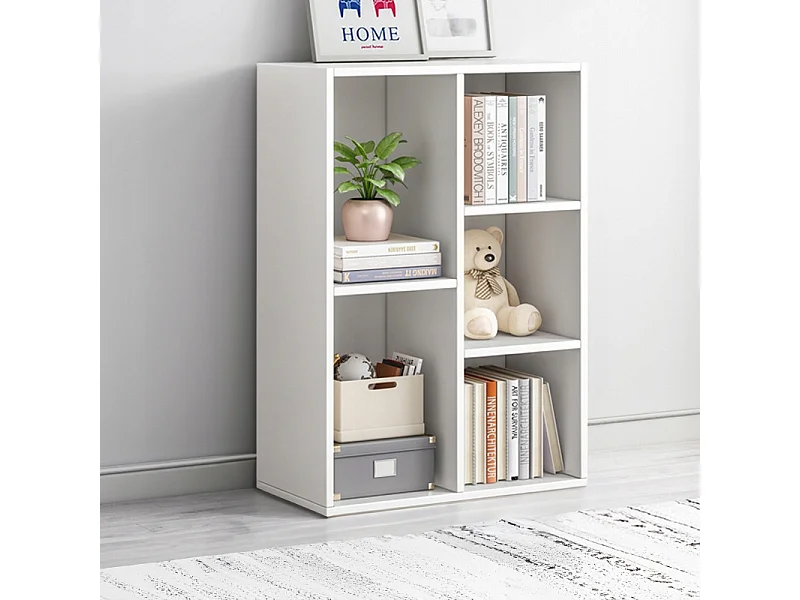 ÉTAGÈRE OUVERTE SUR PIED BLANCHE GRANDE ARMOIRE COMMODE LOFT SCANDINAVE 5 ÉTAGÈRES