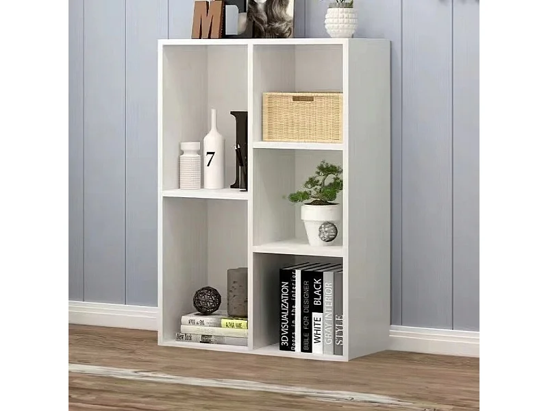 ÉTAGÈRE OUVERTE SUR PIED BLANCHE GRANDE ARMOIRE COMMODE LOFT SCANDINAVE 5 ÉTAGÈRES