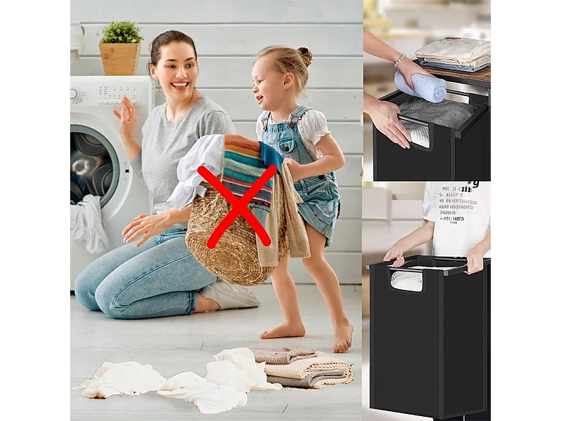 GRAND PANIER À LINGE À DEUX COMPARTS AVEC ÉTAGÈRE ÉTAGÈRE INDUSTRIELLE CONTENANT LOFT