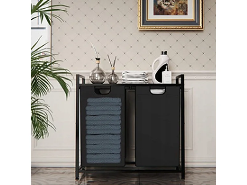 GRAND PANIER À LINGE À DEUX COMPARTS AVEC ÉTAGÈRE ÉTAGÈRE INDUSTRIELLE CONTENANT LOFT