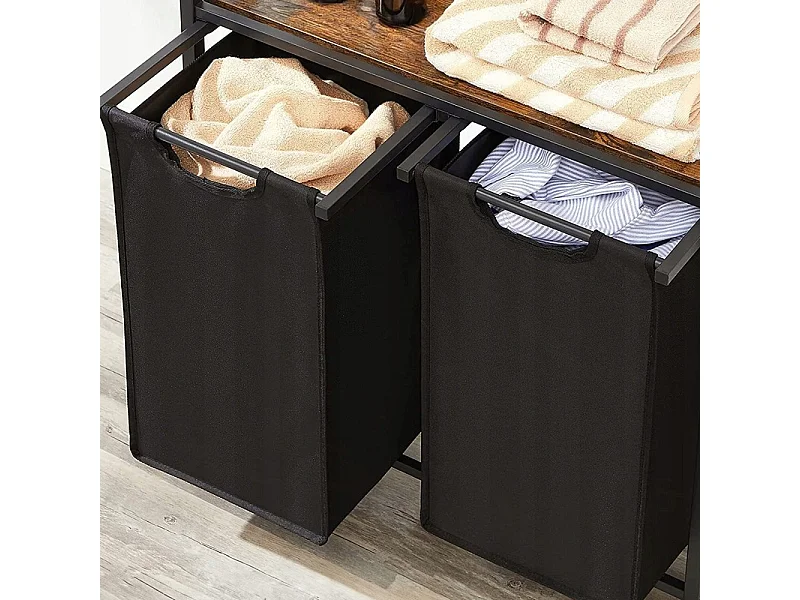 GRAND PANIER À LINGE À DEUX COMPARTS AVEC ÉTAGÈRE ÉTAGÈRE INDUSTRIELLE CONTENANT LOFT