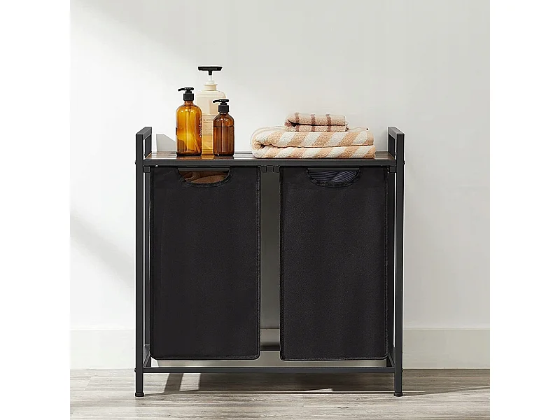 GRAND PANIER À LINGE À DEUX COMPARTS AVEC ÉTAGÈRE ÉTAGÈRE INDUSTRIELLE CONTENANT LOFT