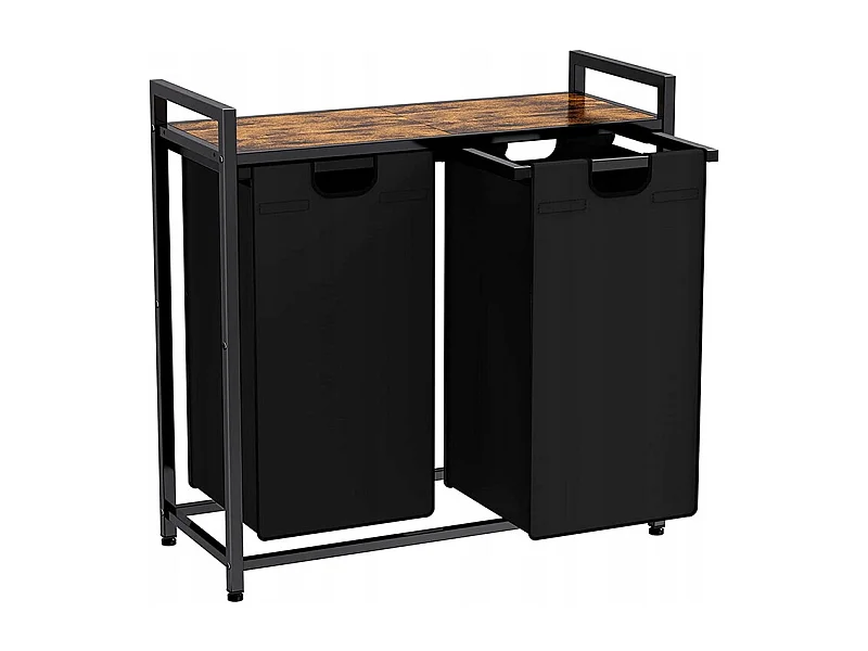 Cesto grande para roupa suja com duas divisões e prateleira Estante industrial Recipiente LOFT