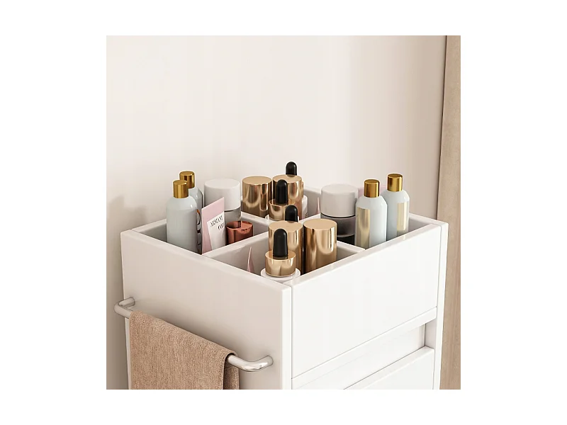 ARMOIRE DE SALLE DE BAIN BLANCHE SUR PIED ÉTAGÈRE COSMÉTIQUES SALON MODERNE LOFT 90 CM