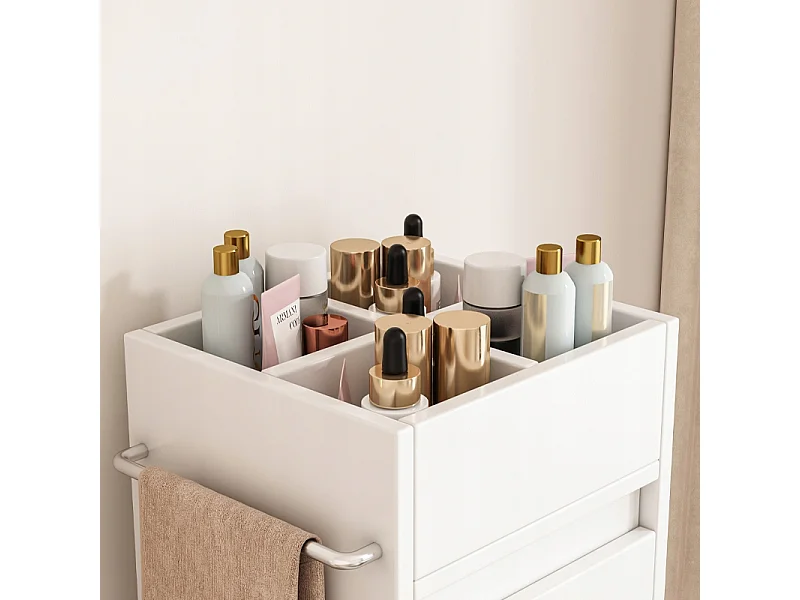 ARMOIRE DE SALLE DE BAIN BLANCHE SUR PIED ÉTAGÈRE COSMÉTIQUES SALON MODERNE LOFT 90 CM