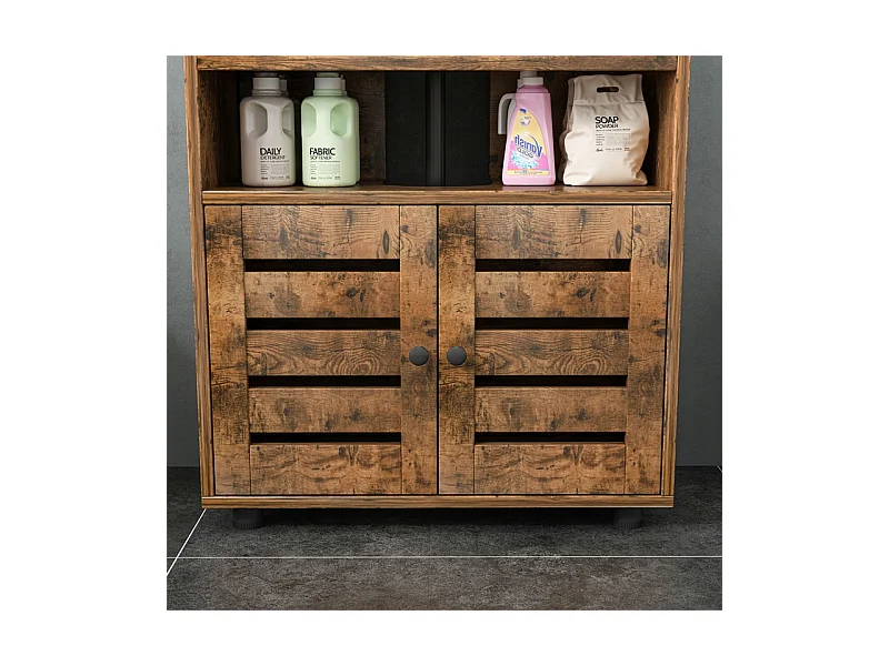 ARMOIRE DE SALLE DE BAINS À POSER SOUS LE LAVABO ÉVIER AVEC ÉTAGÈRES ÉTAGÈRE À PORTES 60 CM