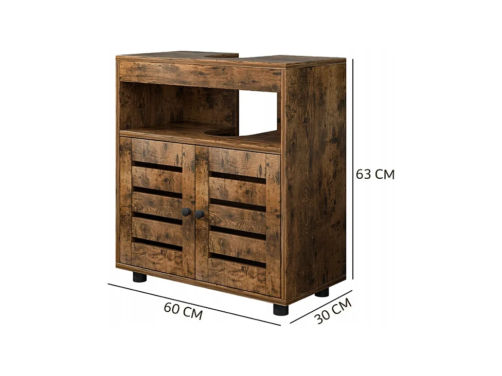 ARMOIRE DE SALLE DE BAINS À POSER SOUS LE LAVABO ÉVIER AVEC ÉTAGÈRES ÉTAGÈRE À PORTES 60 CM