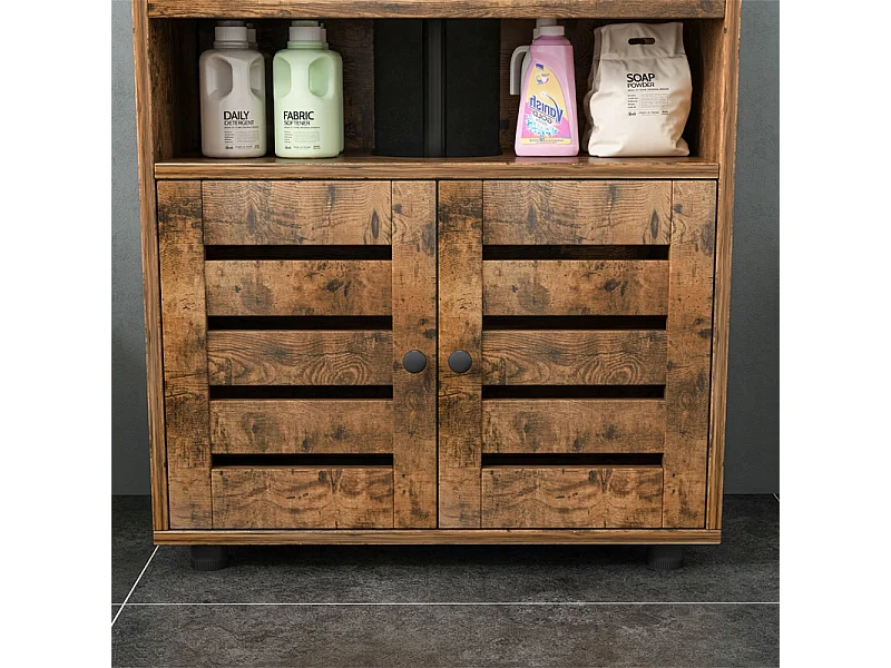 ARMOIRE DE SALLE DE BAINS À POSER SOUS LE LAVABO ÉVIER AVEC ÉTAGÈRES ÉTAGÈRE À PORTES 60 CM