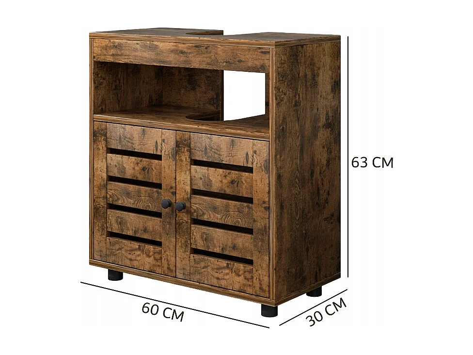 ARMOIRE DE SALLE DE BAINS À POSER SOUS LE LAVABO ÉVIER AVEC ÉTAGÈRES ÉTAGÈRE À PORTES 60 CM