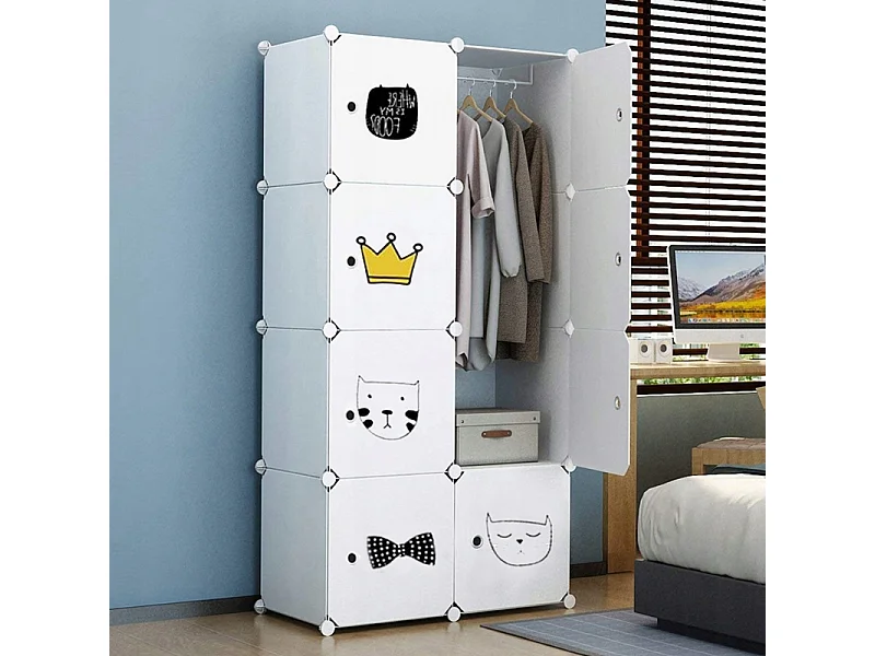 ARMARIO GUARDA-ROUPA BRANCO PRATELEIRAS ESTANTE COLUNA PARA BRINQUEDOS INFANTIS