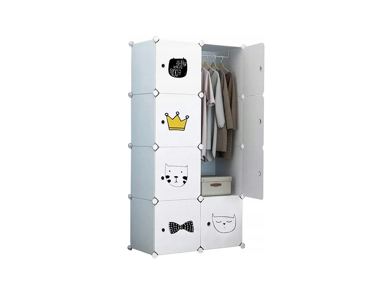 Armoire blanche pour vêtements étagères étagère à toyets pour enfants