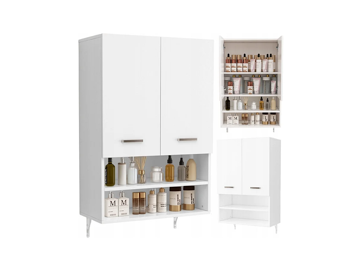 ARMOIRE DE SALLE DE BAIN SUSPENDUE AU MUR AU-DESSUS DE LA MACHINE À LAVER ÉTAGÈRES SPACIEUSES ÉTAGÈRE LOFT 64 CM