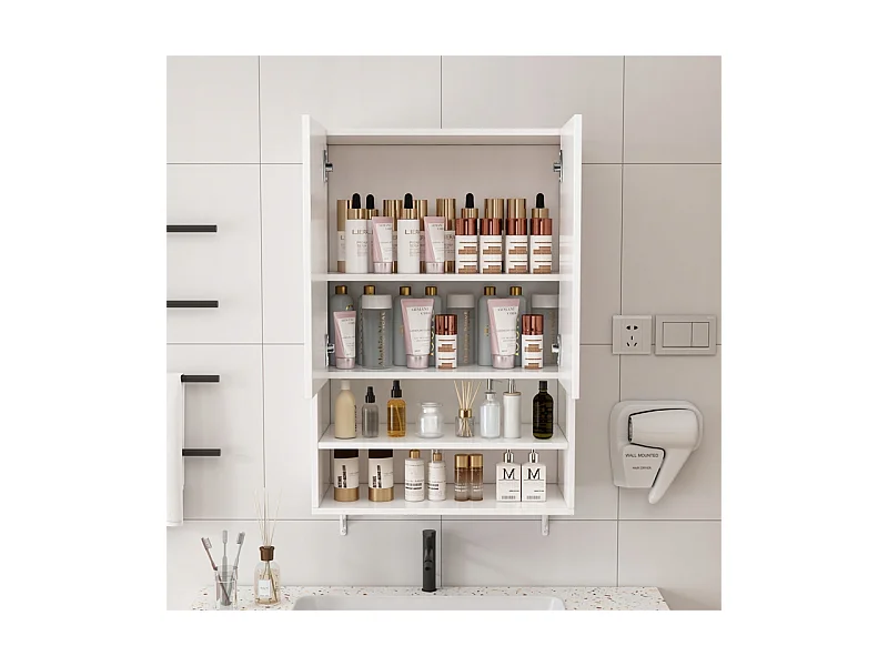 ARMOIRE DE SALLE DE BAIN SUSPENDUE AU MUR AU-DESSUS DE LA MACHINE À LAVER ÉTAGÈRES SPACIEUSES ÉTAGÈRE LOFT 64 CM