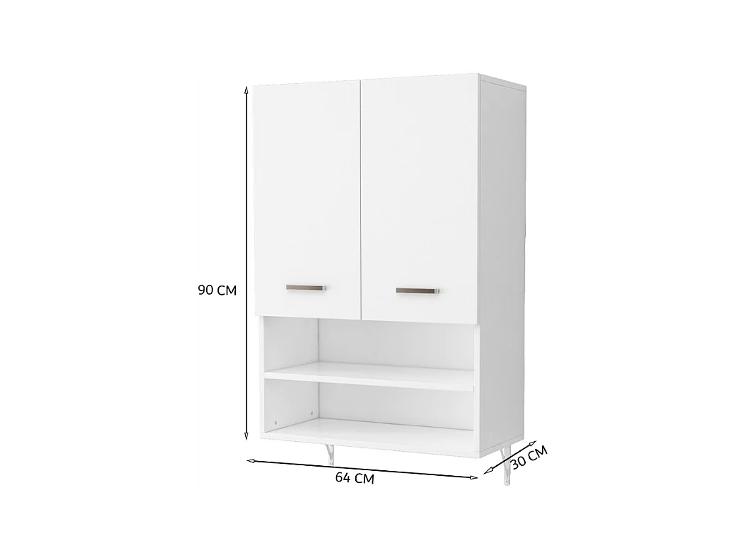 ARMOIRE DE SALLE DE BAIN SUSPENDUE AU MUR AU-DESSUS DE LA MACHINE À LAVER ÉTAGÈRES SPACIEUSES ÉTAGÈRE LOFT 64 CM