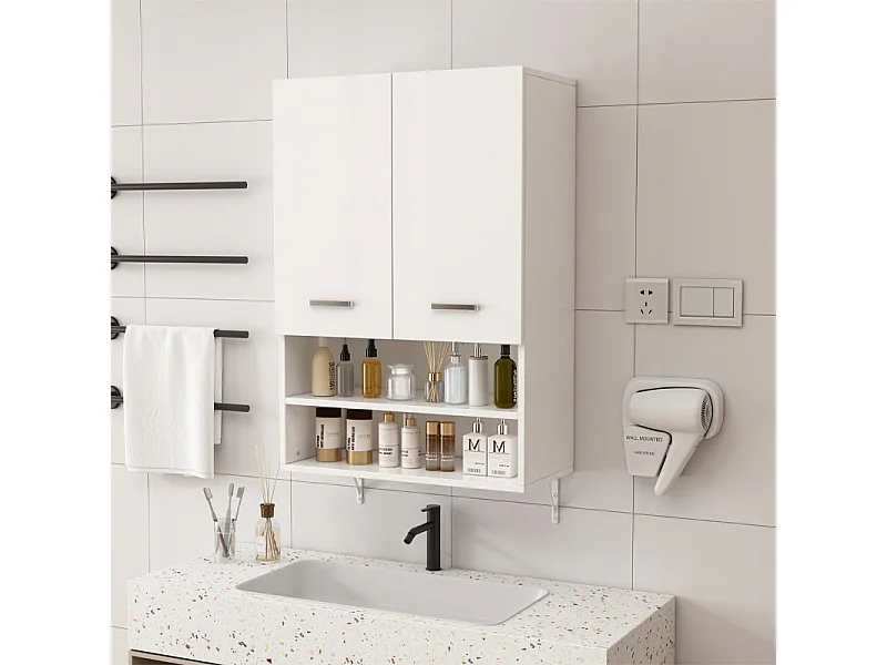 WANDHÄNGENDER BADEZIMMERSCHRANK ÜBER DER WASCHMASCHINE GERÄUMIGE REGALE LOFT-REGAL 64 CM